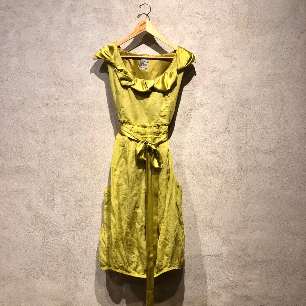 People Like Frank linen and satin green dress